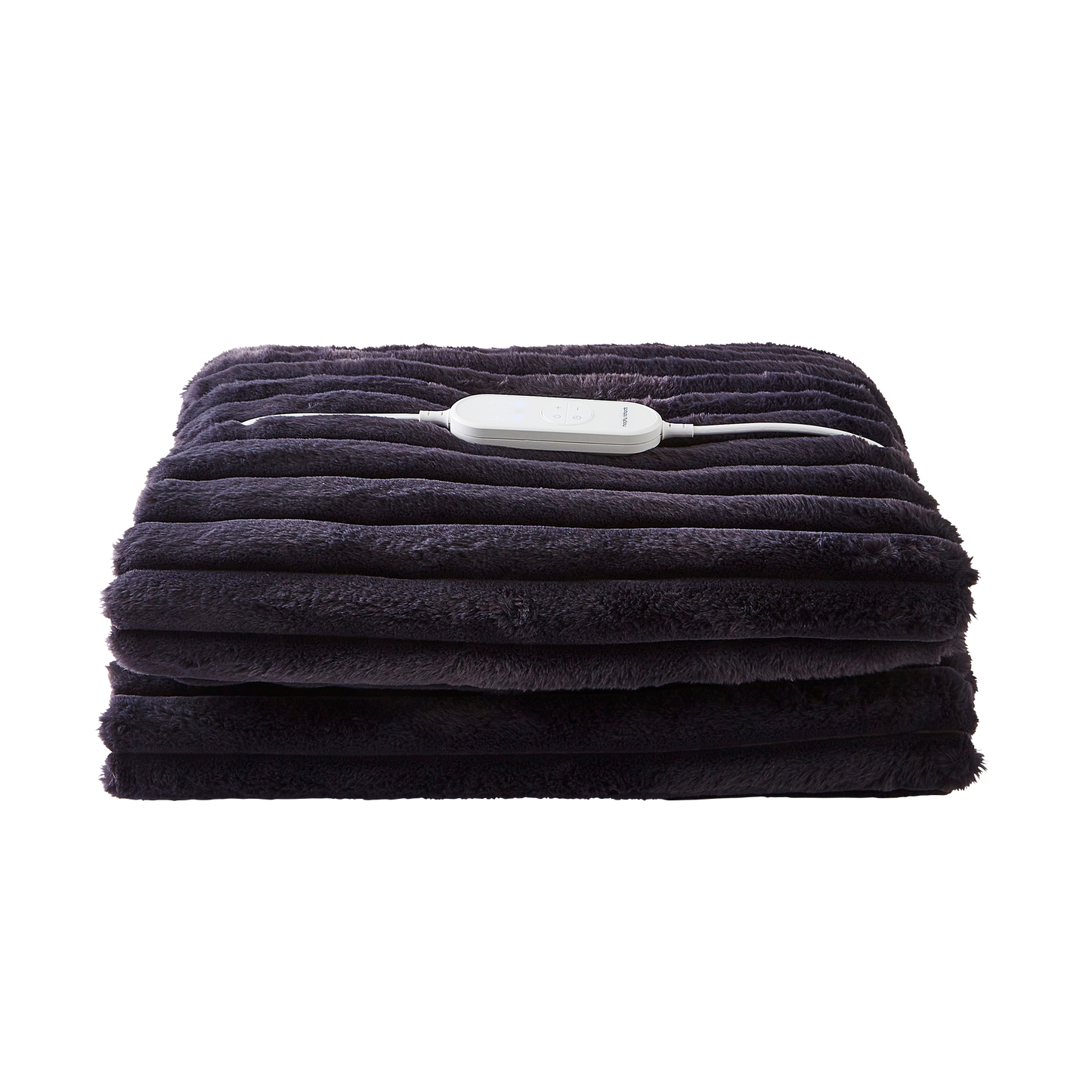 EverCosy Large Luxury Striped Fleece Electric Heated Throw - Navy