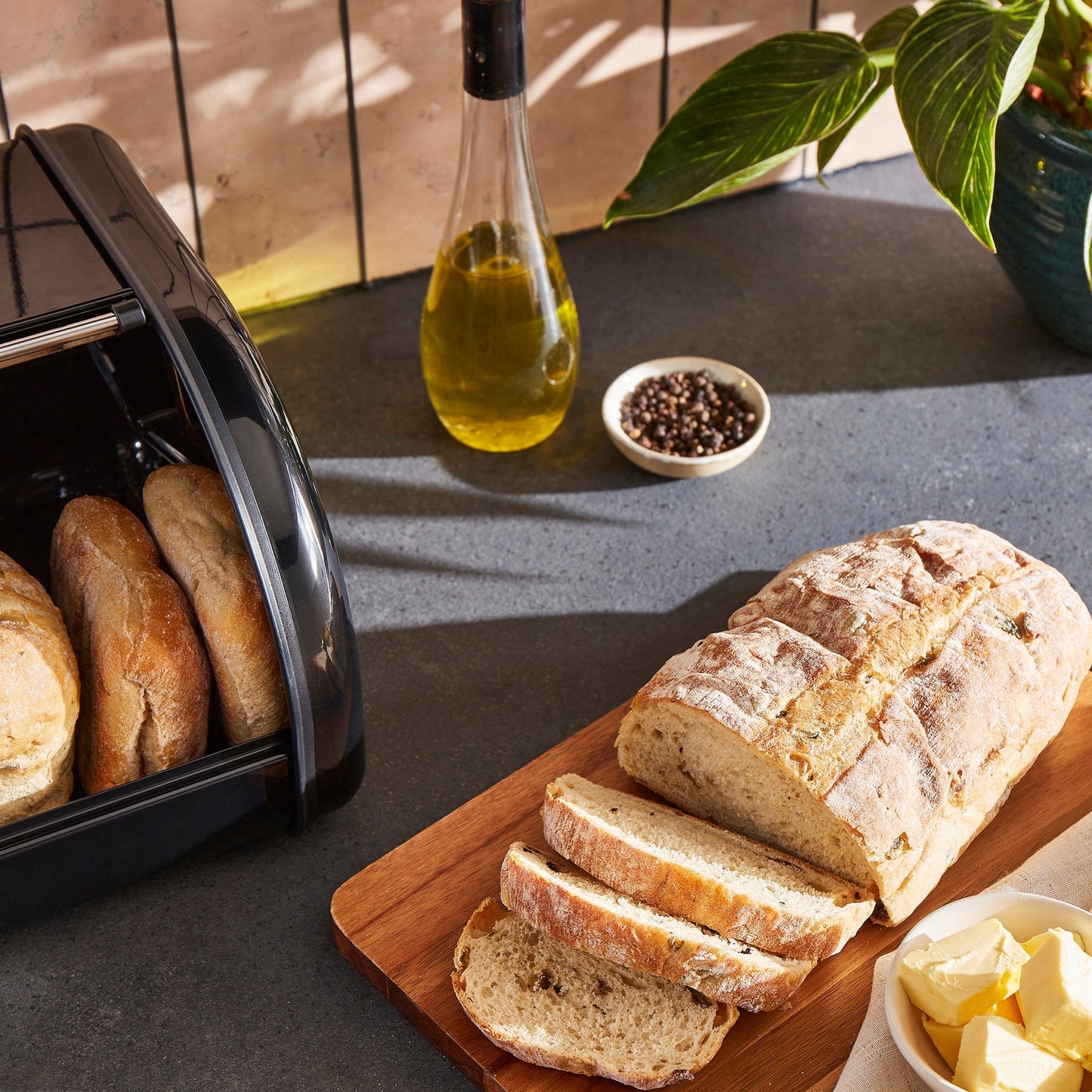 Equip Compact Roll Front Black Bread Bin