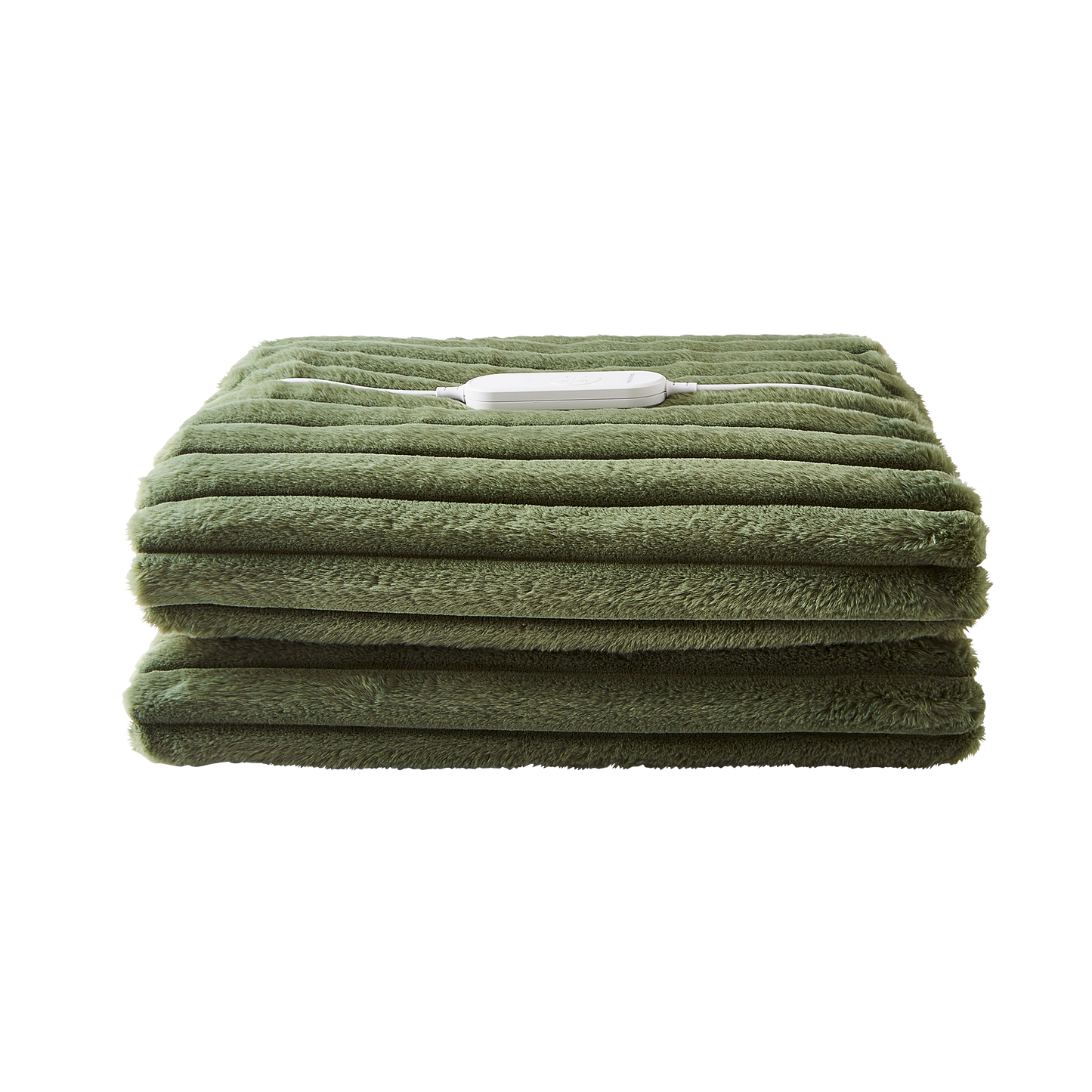 EverCosy Small Luxury Striped Fleece Electric Heated Throw - Green