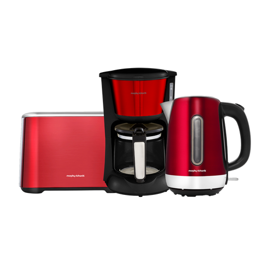 Equip Red Kettle, Toaster & Filter Coffee Machine Set
