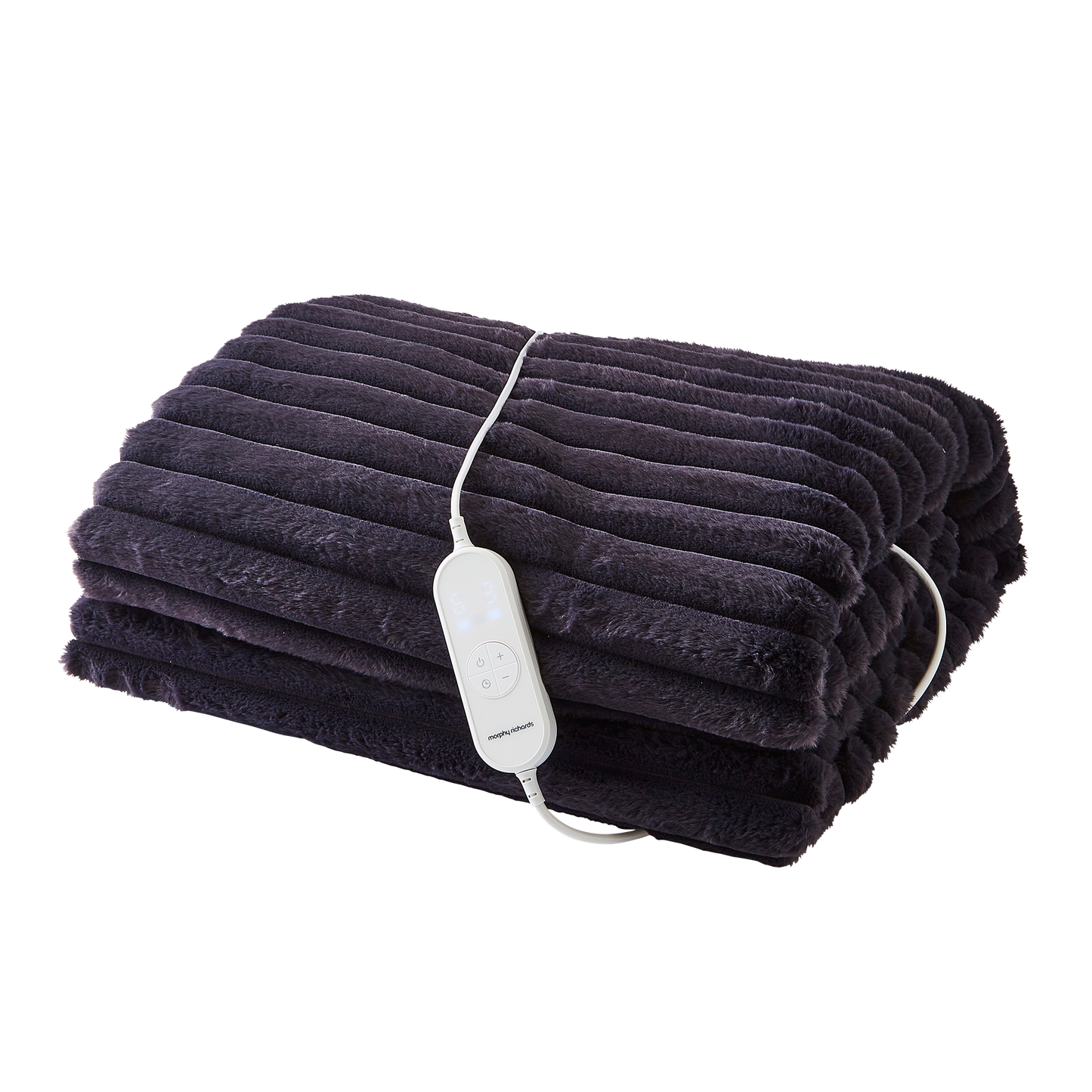 EverCosy Large Luxury Striped Fleece Electric Heated Throw - Navy