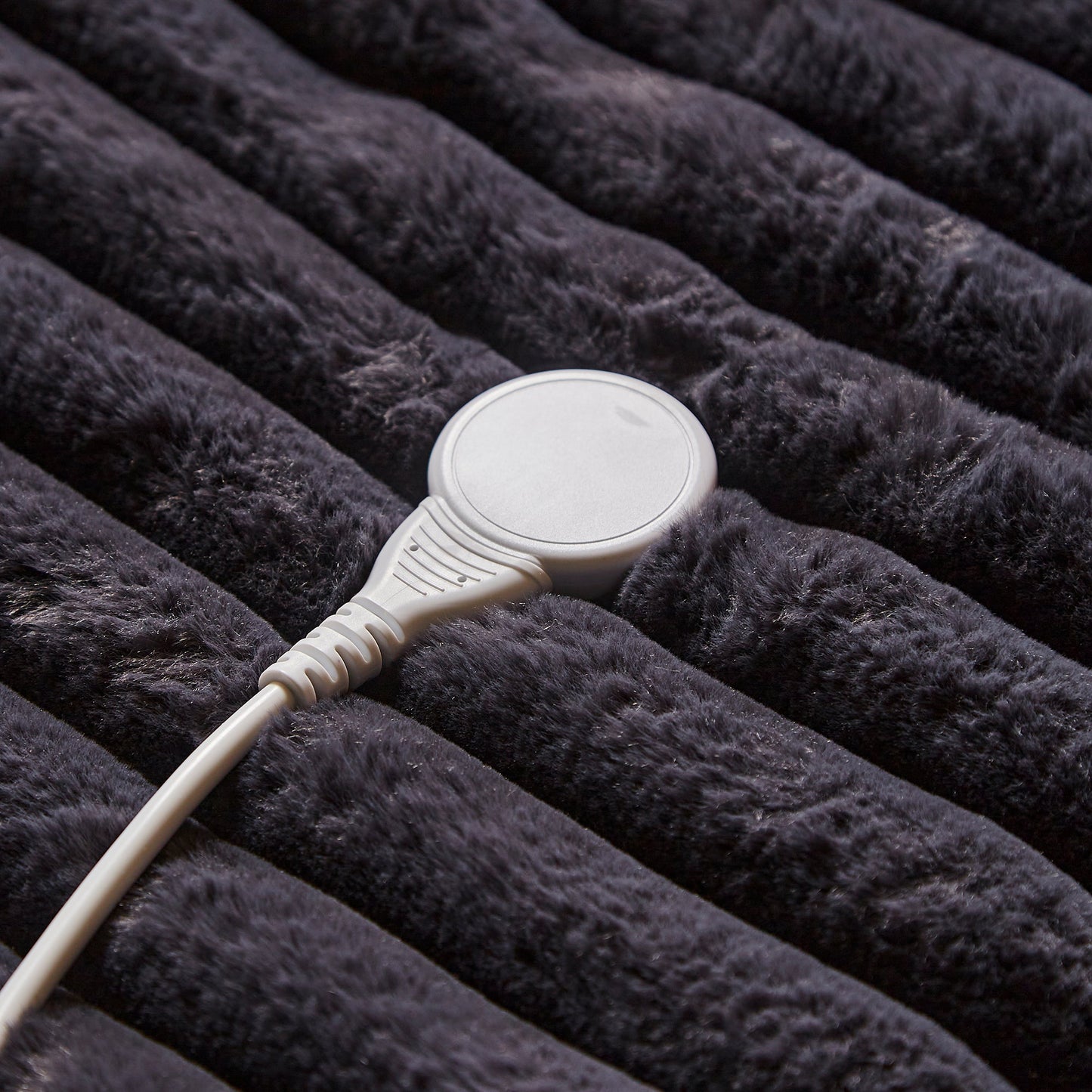 EverCosy Large Luxury Striped Fleece Electric Heated Throw - Navy