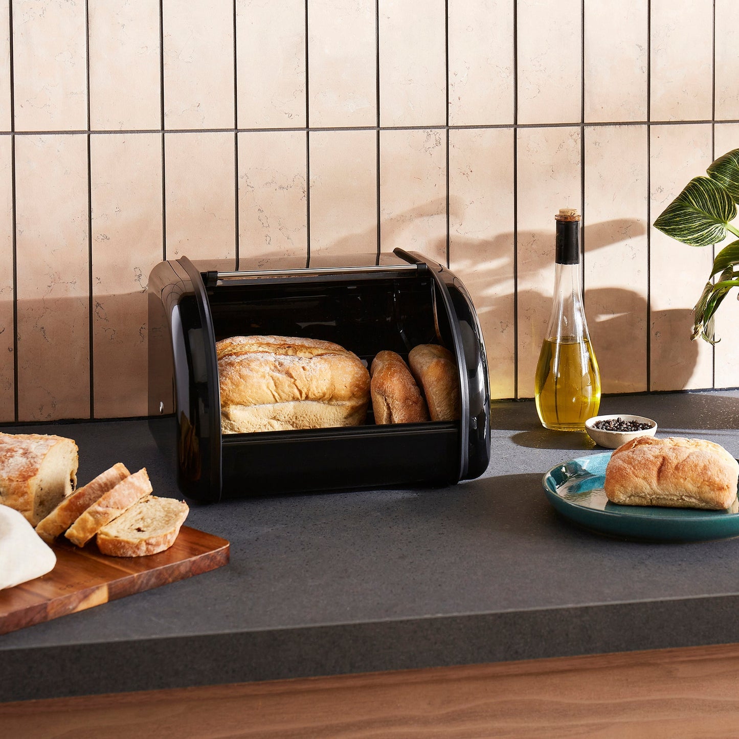 Equip Compact Roll Front Black Bread Bin