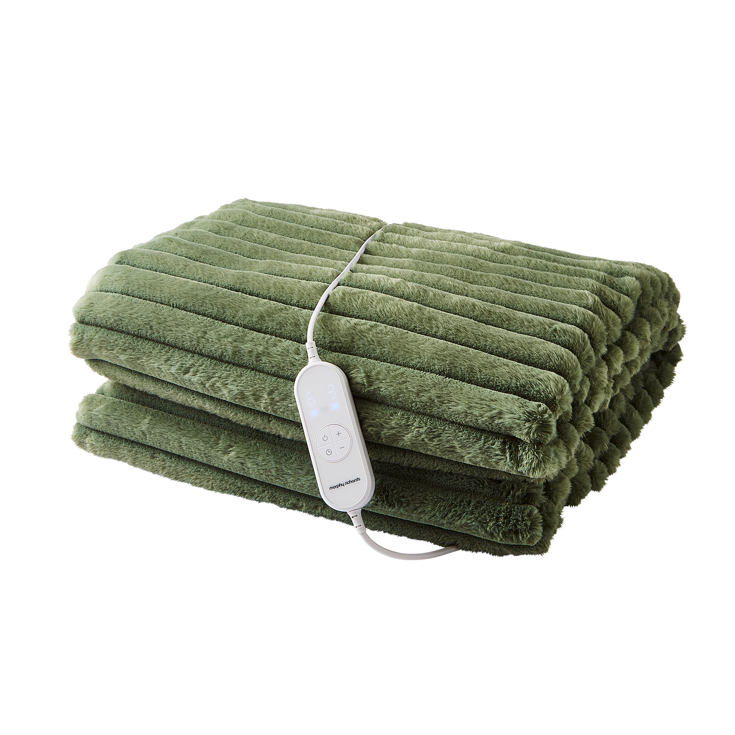 EverCosy Small Luxury Striped Fleece Electric Heated Throw - Green