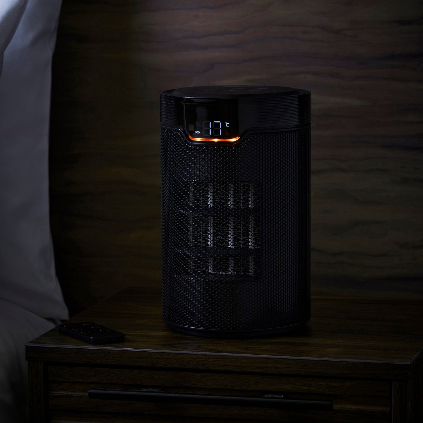 HeatFlux 1.5kw Bedside Ceramic Fan Heater with Remote Control - Black