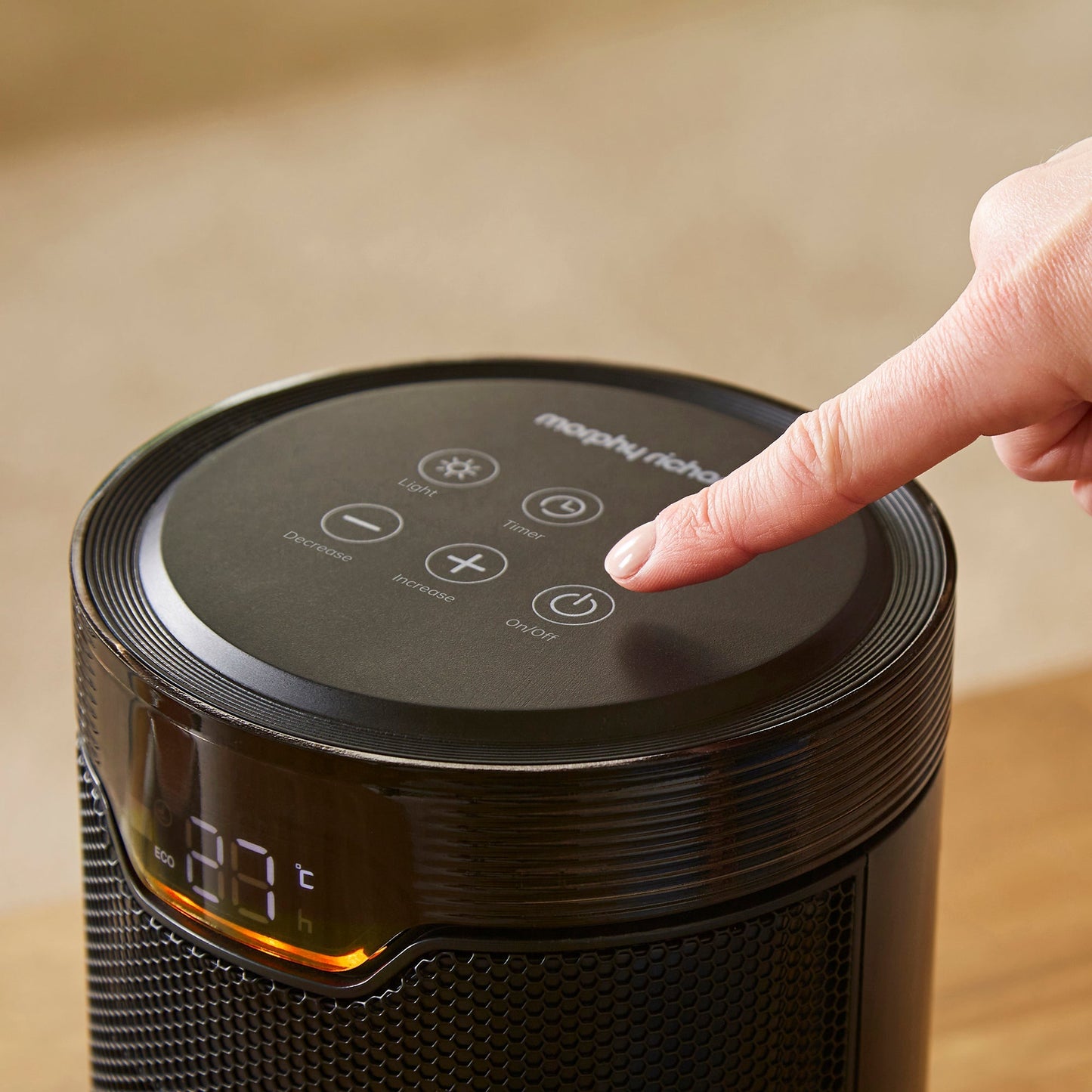 HeatFlux 1.5kw Bedside Ceramic Fan Heater with Remote Control - Black