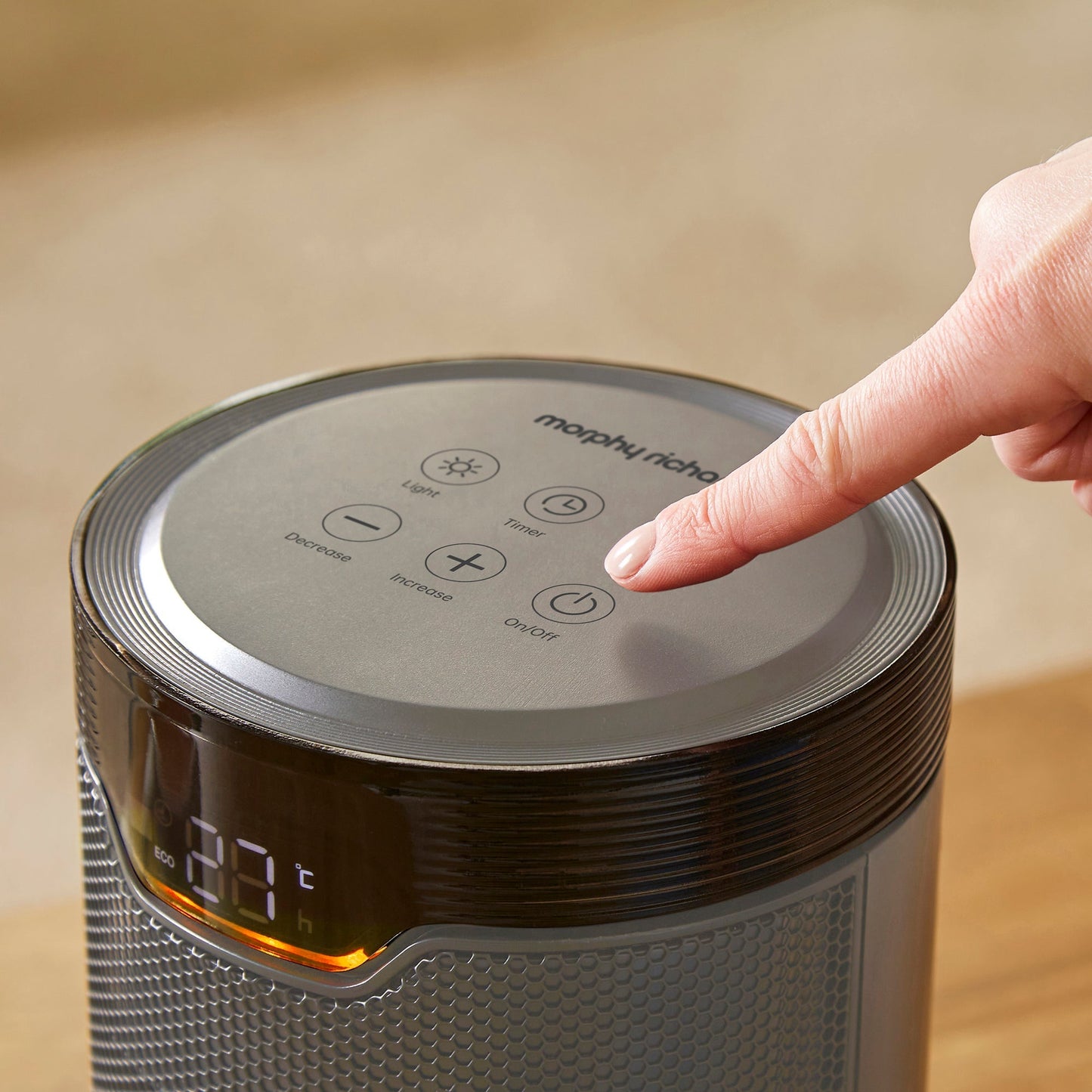 HeatFlux 1.5kw Bedside Ceramic Fan Heater with Remote Control - Grey