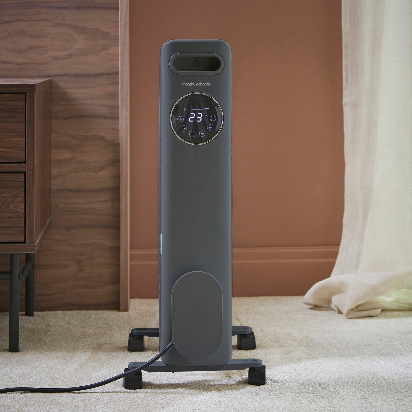 HeatFlux 1.5kw Digital Oil Filled Radiator with Remote Control - Grey