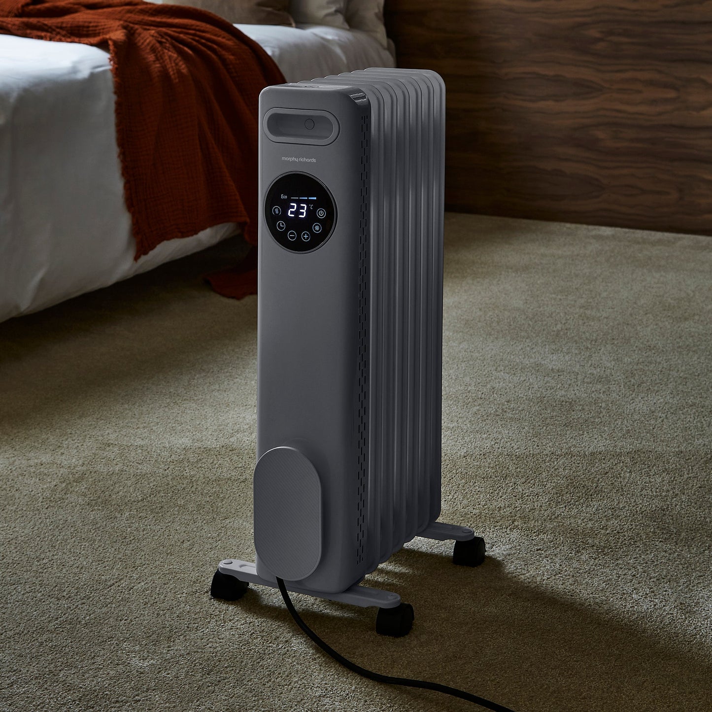 HeatFlux 1.5kw Digital Oil Filled Radiator with Remote Control - Grey