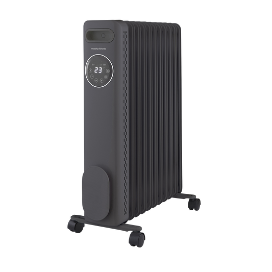 HeatFlux 2.5kw Digital Oil Filled Radiator with Remote Control - Grey
