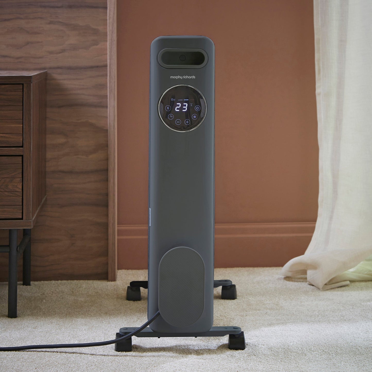 HeatFlux 2.5kw Digital Oil Filled Radiator with Remote Control - Grey