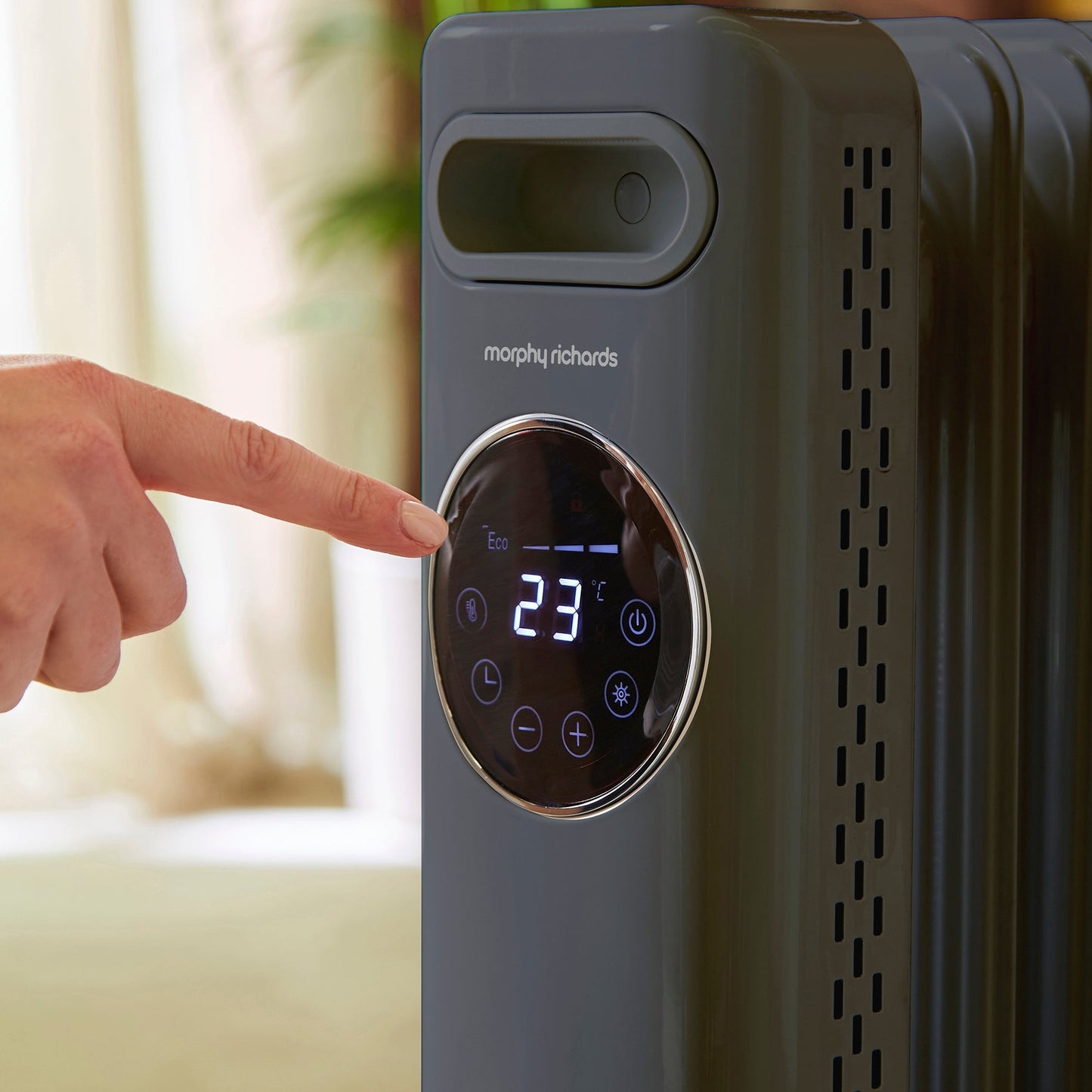 HeatFlux 2.5kw Digital Oil Filled Radiator with Remote Control - Grey