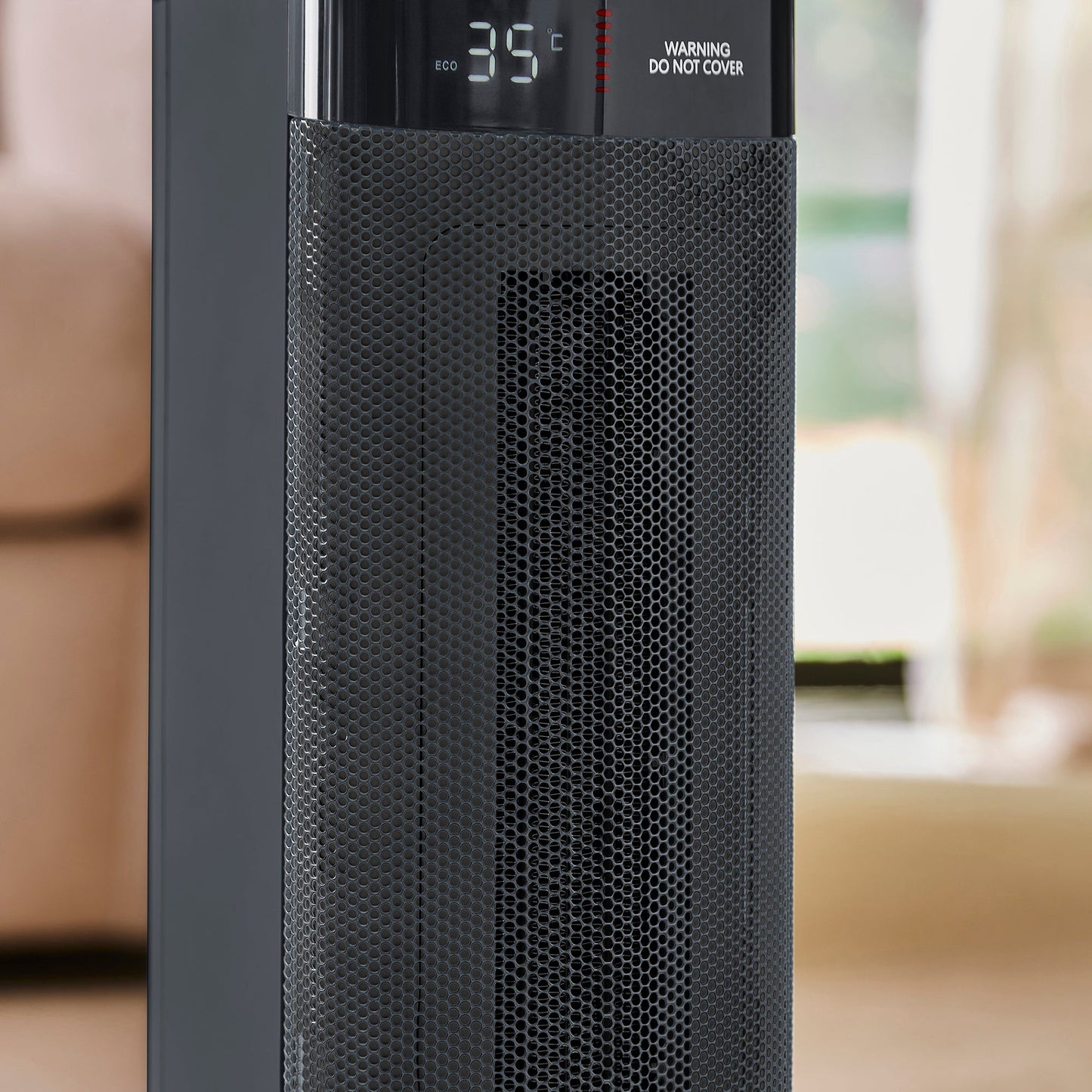 HeatFlux 2kw Digital Ceramic Tower Fan Heater with Remote Control - Grey