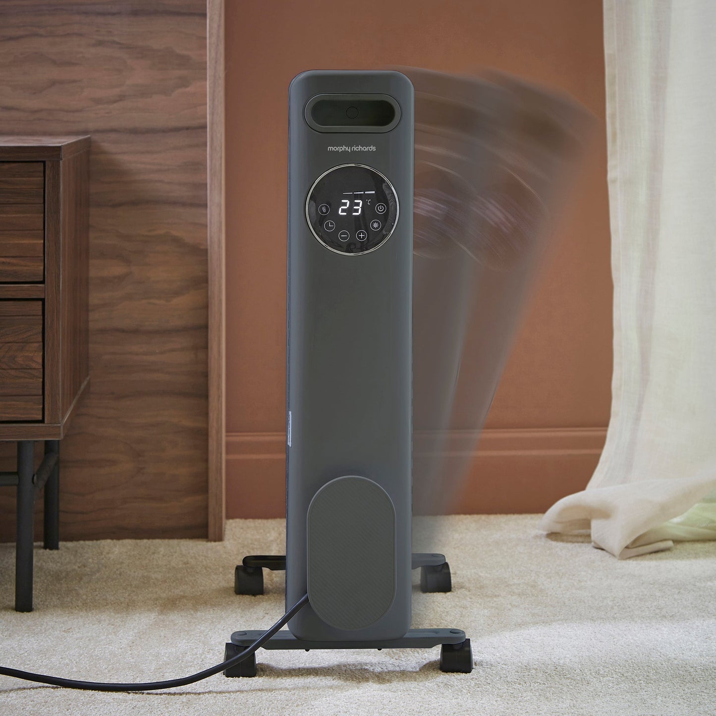 HeatFlux 2kw Digital Oil Filled Radiator with Remote Control - Grey
