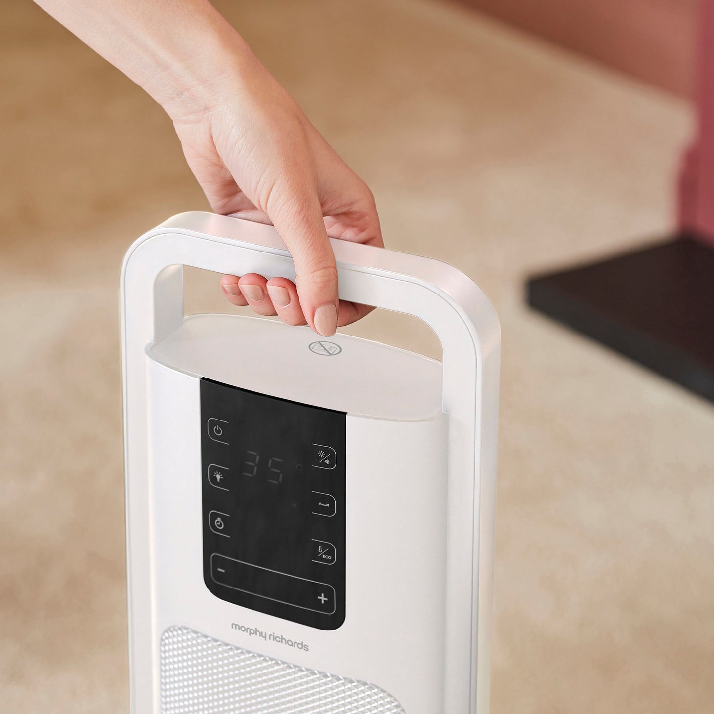 HeatFlux Ultra Thin 2kw Ceramic Tower Fan Heater with Remote Control - White