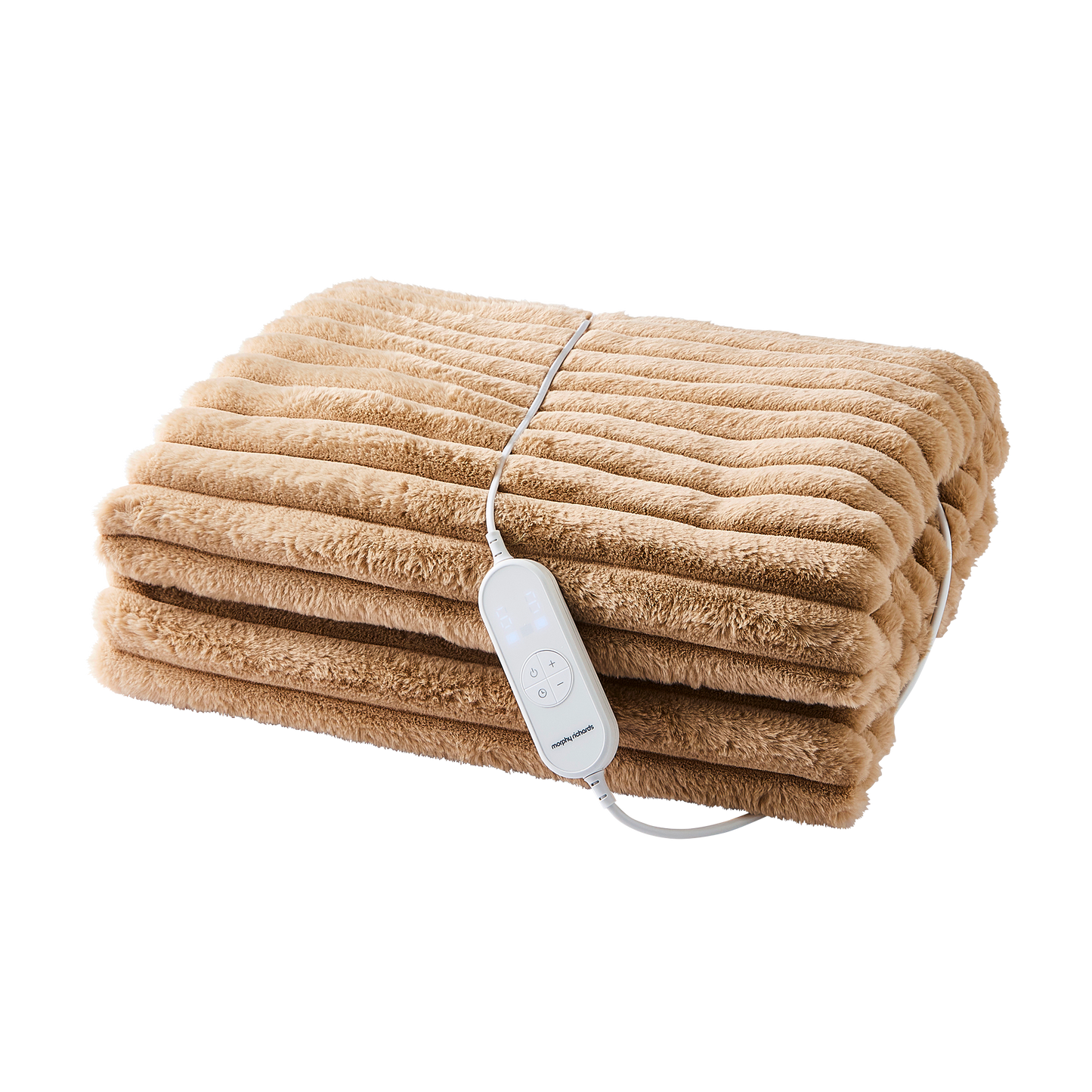 EverCosy Large Luxury Striped Fleece Electric Heated Throw - Mocha