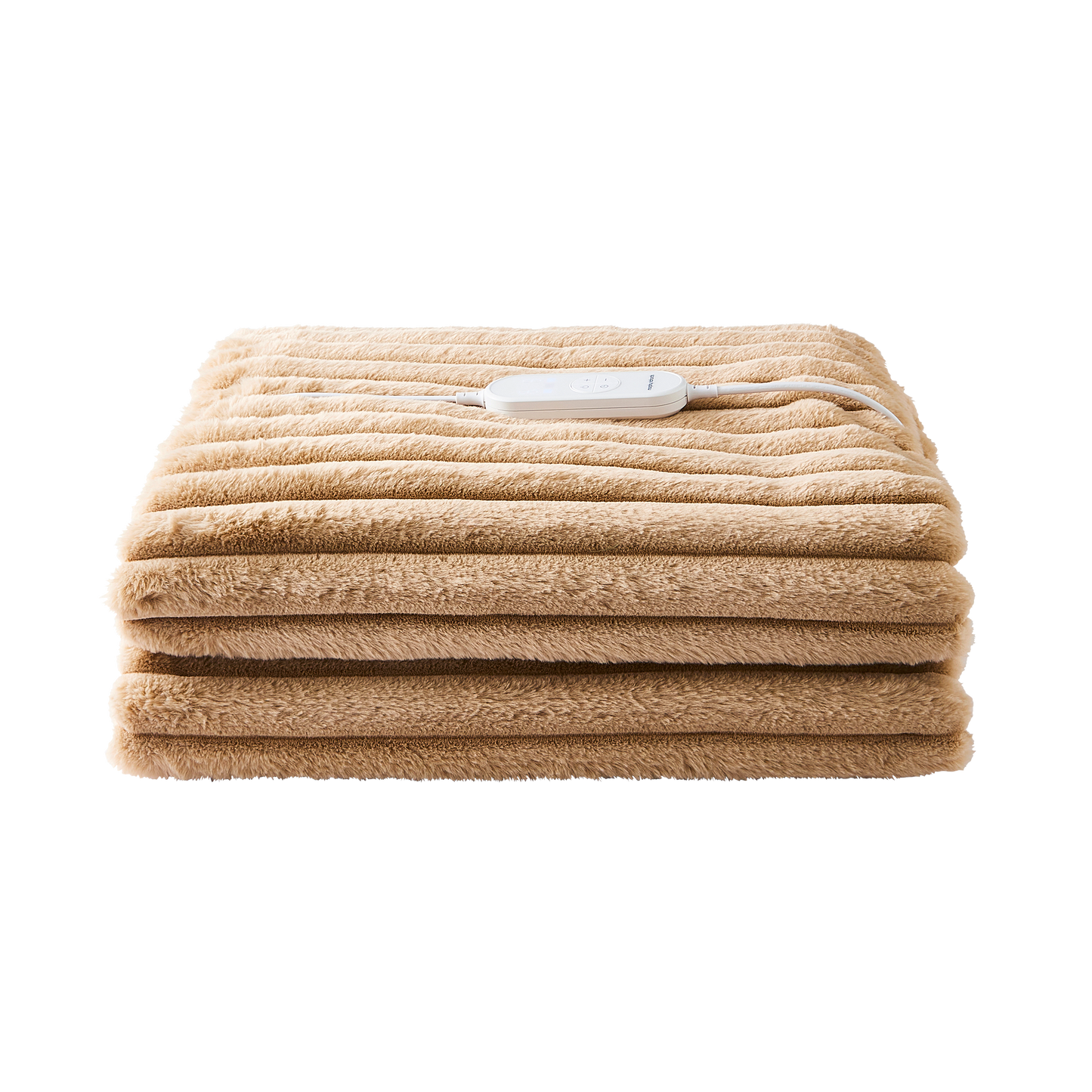EverCosy Large Luxury Striped Fleece Electric Heated Throw - Mocha