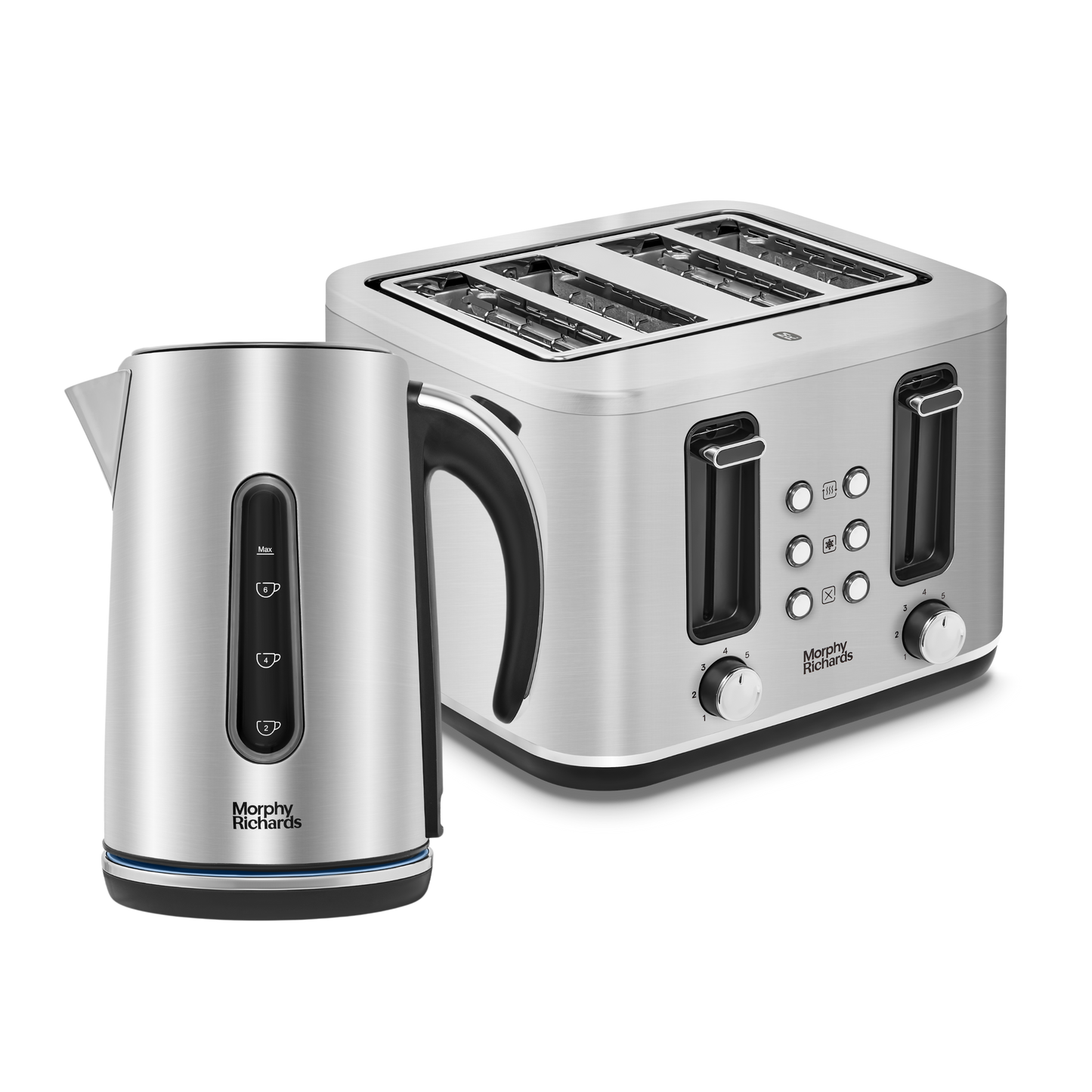 Motive Silver Kettle and Toaster Set - Brushed Steel