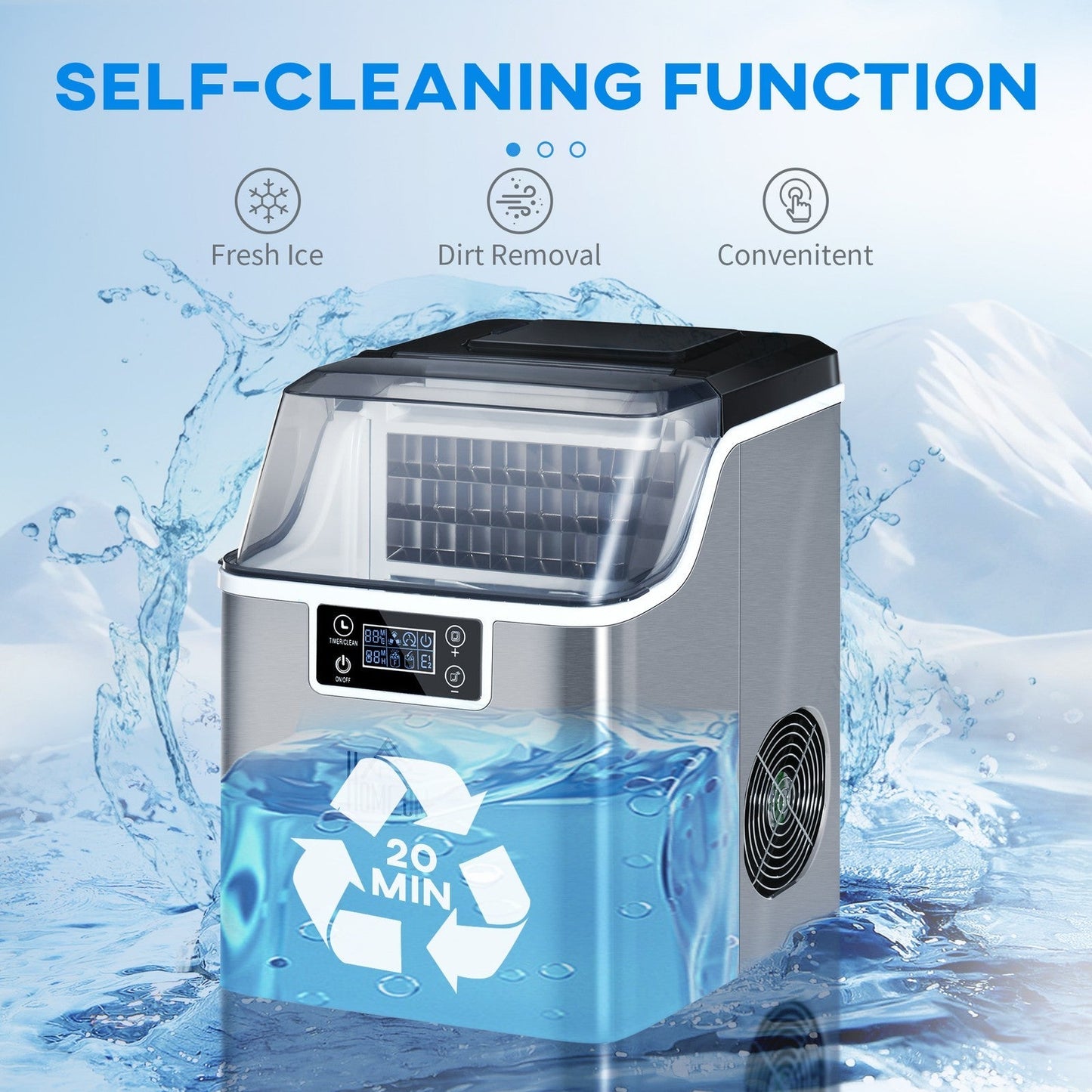 HOMCOM 20kg Countertop Ice Cube Maker