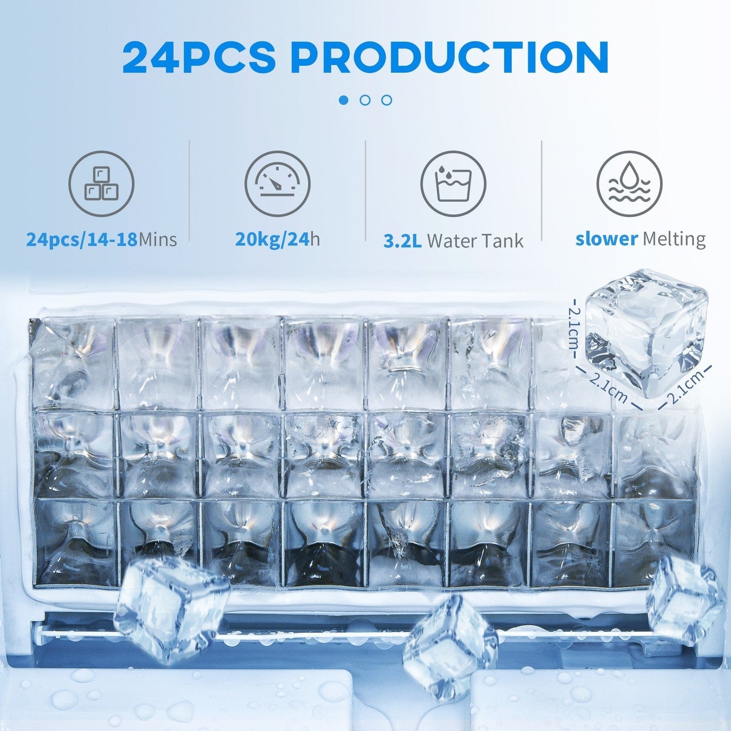 HOMCOM 20kg Countertop Ice Cube Maker